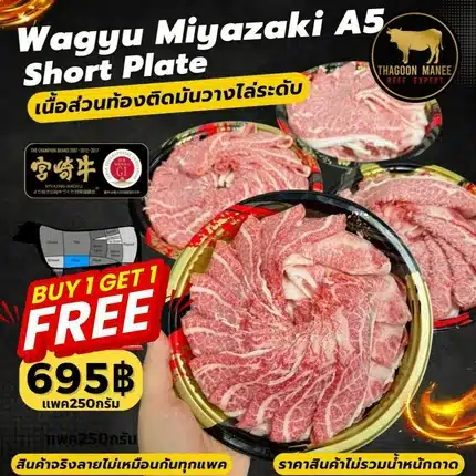 Wagyu Miyazaki A5 Short Plate (เนื้อส่วนท้องติดมัน) แพค 250 กรัม