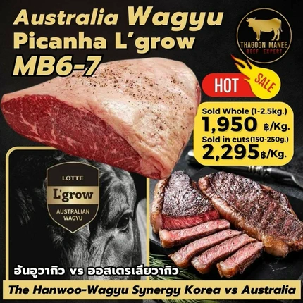 เนื้อออสเตรเลียวากิว พิคานย่า L'grow MB6-7 วัตถุดิบระดับพรีเมียม