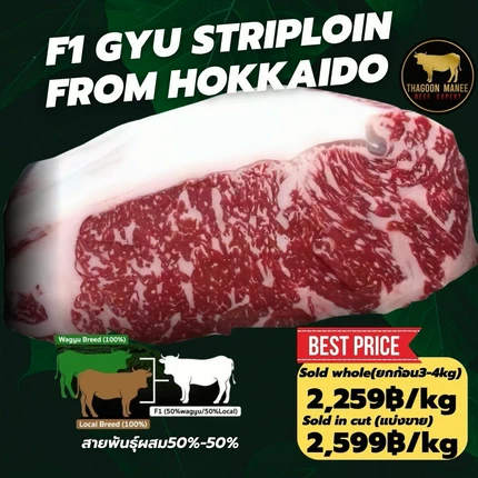 เนื้อสันนอกวากิว F1 Gyu Striploin จากฮอกไกโด