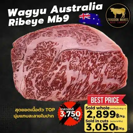 เนื้อ Wagyu Australia Ribeye MB9 พรีเมียม