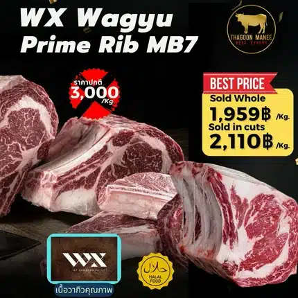 เนื้อ WX Wagyu Prime Rib MB7 (Rangers Valley) พรีเมียม ฮาลาล