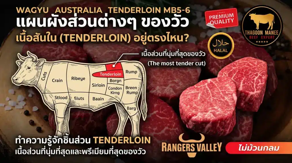 เนื้อสันในวากิวออสเตรเลีย Rangers Valley Tenderloin MB5-6 พรีเมียม